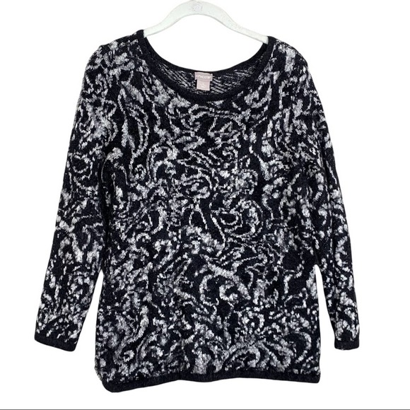 Chico's Eyelash-Trim Jacquard Pullover Sweater Womens Small - Picture 3 of 10